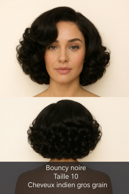 Bas Bouncy Noire Taille 10 Cheveux Indien Gros Grain