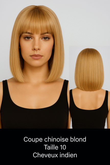 Coupe Chinoise Blond Taille 10 Cheveux Indien Réel