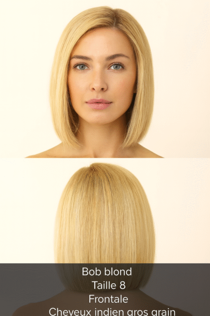 Bob Blond Taille 8 Frontale Cheveux Indien Gros Grain Réel