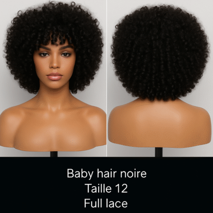 Baby Hair Noire Taille 12 Full Lace Cheveux Indien Reel