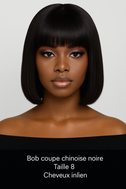 Bob Coupe Chinoise Noire Taille 8 Cheveux Indien 1