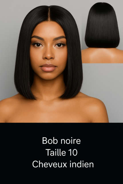 Bob Noire Taille 10 Frontale Hd Cheveux Indien