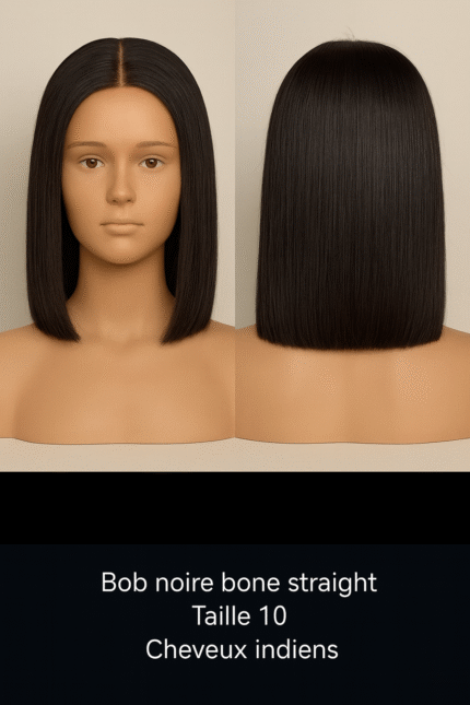 Bob Noire Bone Straight Taille 10 Cheveux Indien