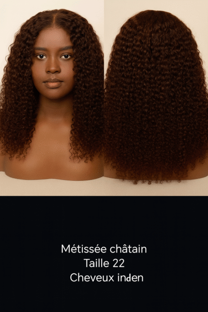 Métissée Châtain Taille 22 Frontale Hd Cheveux Indien 1