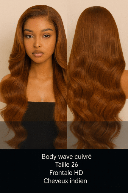 Body Wave Cuivré Taille 26 Frontale Hd Cheveux Indien