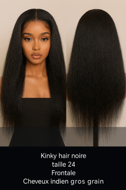 Kinky Hair Noire Taille 24 Frontale Cheveux Indien Gros Grain